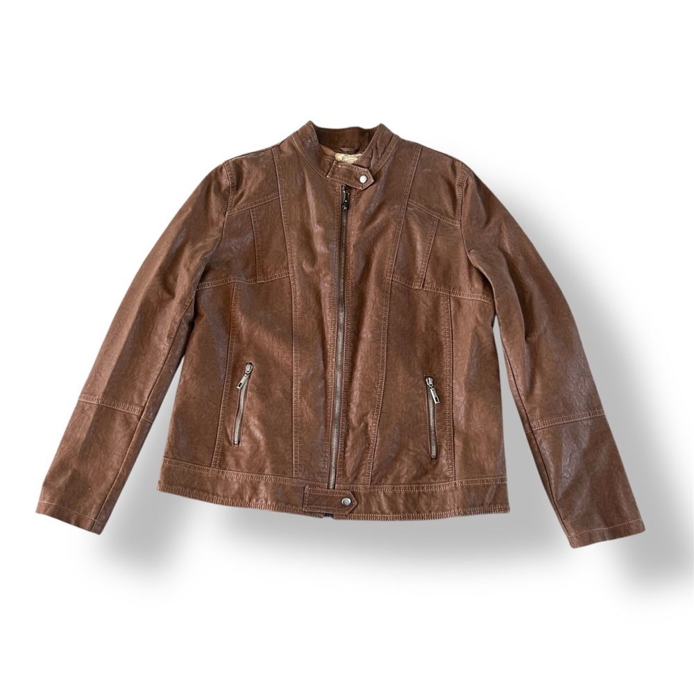 [Downtown Coalition] Brown Faux Leather Jacket